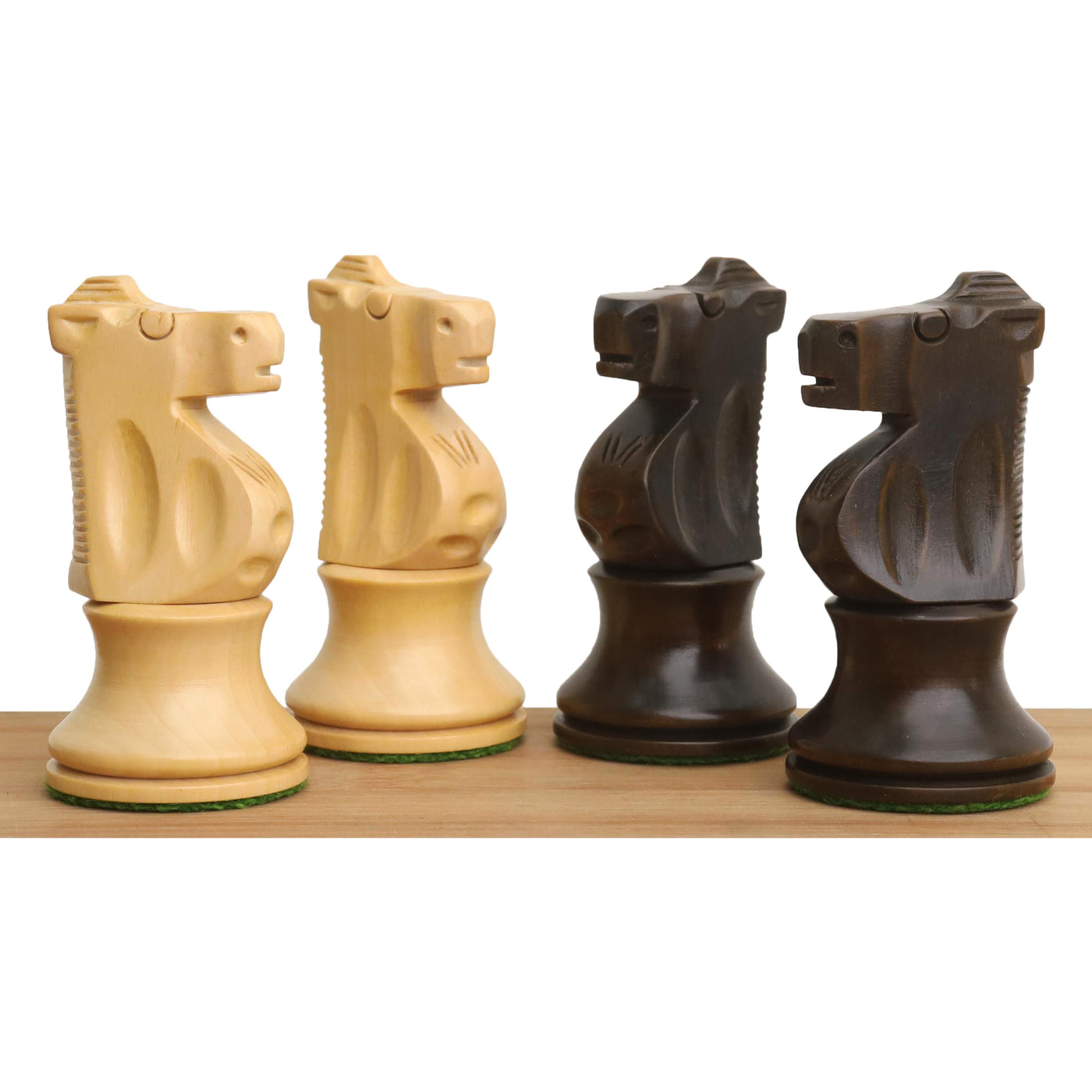 Improved French Lardy Chess Set - Chess Pieces Only - Walnut Stained boxwood - 3.9" King