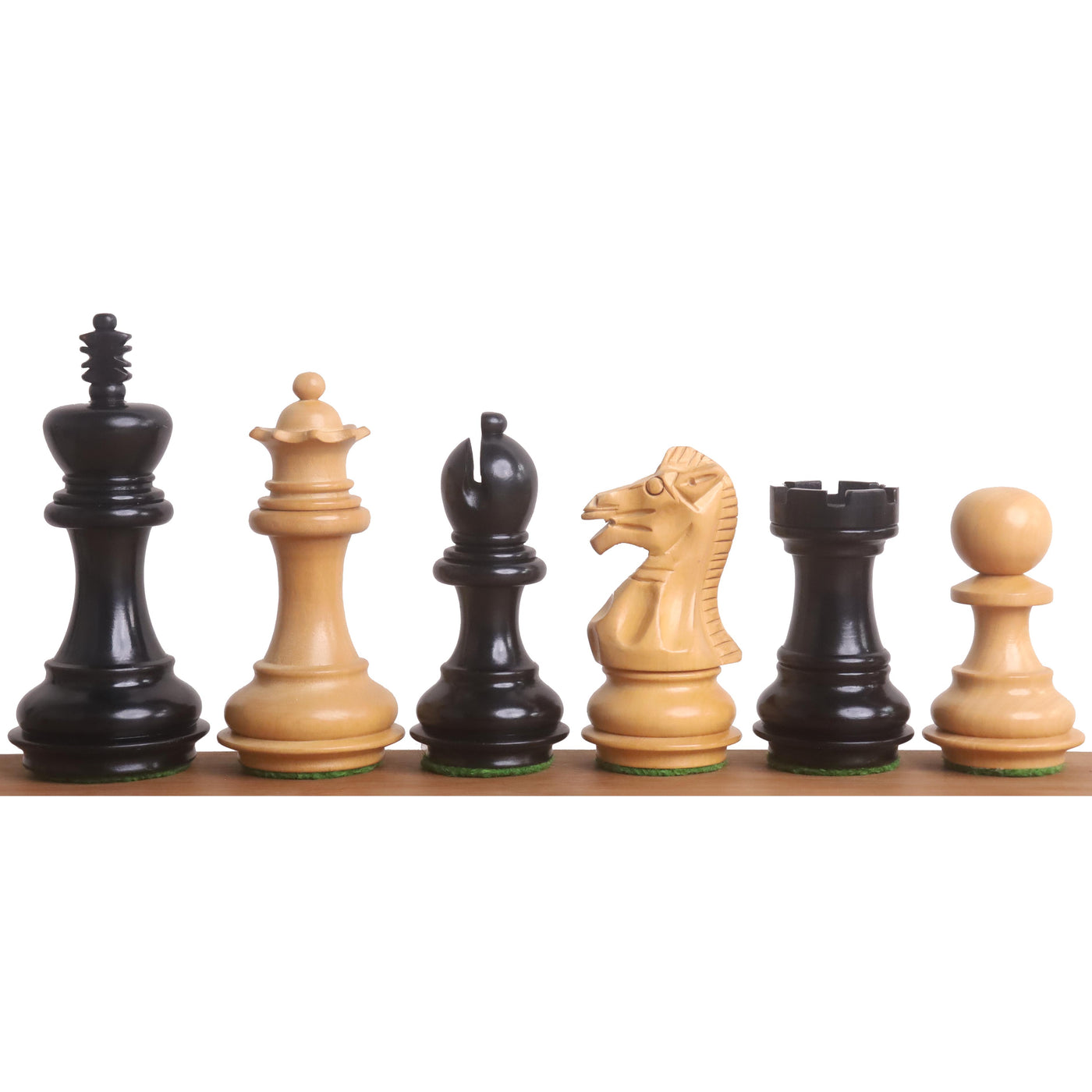 Slightly Imperfect 3.2" Laughing Knight Staunton Chess Set- Chess Pieces Only - Weighted Ebonised Boxwood