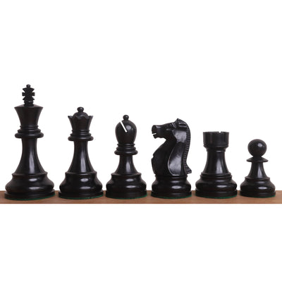 Combo of 1972 Championship Fischer Spassky Chess Set - Pieces in Ebonised Boxwood with Ebony Chess Board & Storage Box