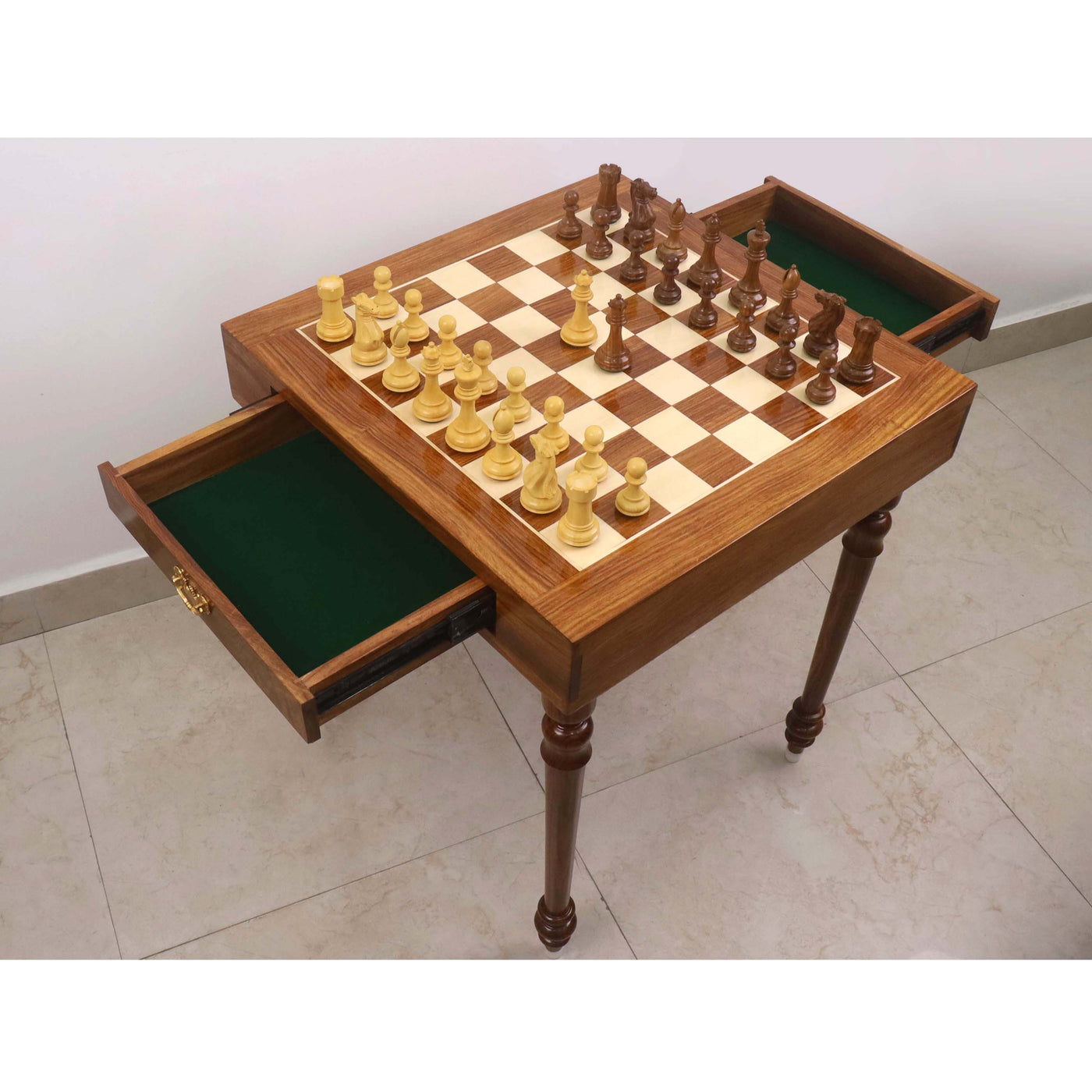 23" Tournament Chess Board Table with 4.1" Pro Staunton Weighted Wooden Chess Pieces - Golden Rosewood