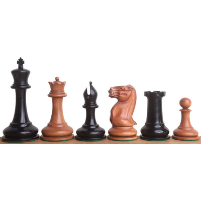 Combo of 1849 Cooke Type Staunton Chess Set - Pieces in Ebony Wood & Antiqued Boxwood with Board and Box