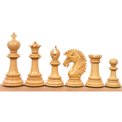 Exquisite 23" Ebony & Maple Chessboard with 4.6" Mogul Staunton Luxury Pieces in Ebony Wood