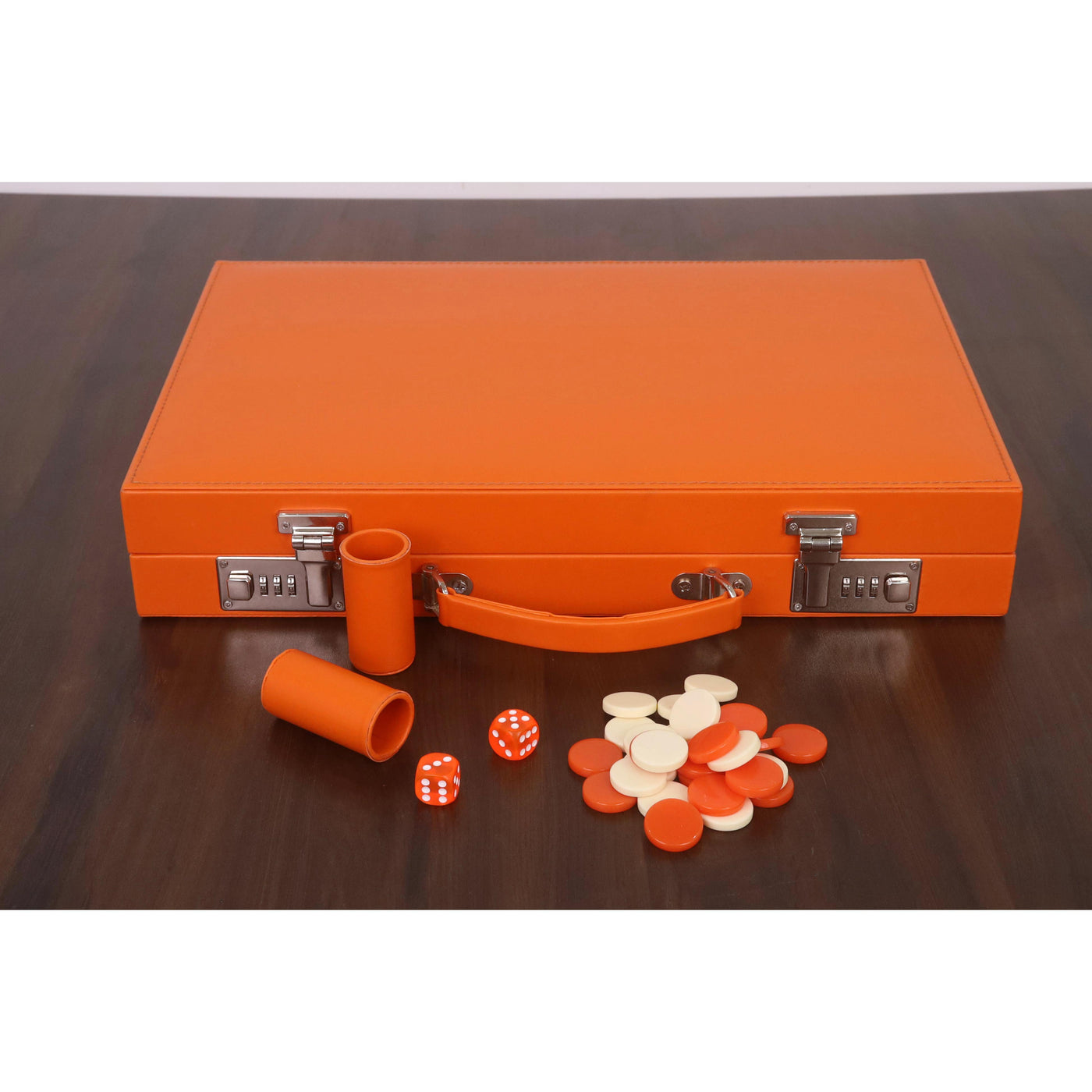 18" Premier Leatherette Backgammon Set – Briefcase Style Travel Set