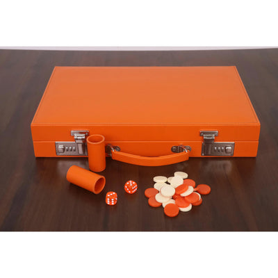 18" Premier Leatherette Backgammon Set – Briefcase Style Travel Set