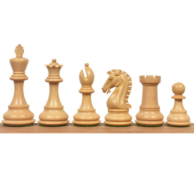 Timeless 21" Ebony & Maple Chessboard with 3.9" Luxury Craftsman Staunton Pieces in Ebonised Boxwood