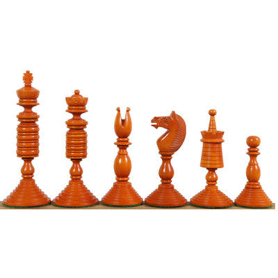 4.7" Pre-Staunton Chess Set - Chess Pieces Only-Double Weighted Ebony & Antiqued Boxwood