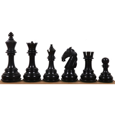 Combo of 4.6″ Rare Columbian Triple Weighted Ebony Wood Luxury Chess Pieces with 23" Printed Chessboard and Storage Box