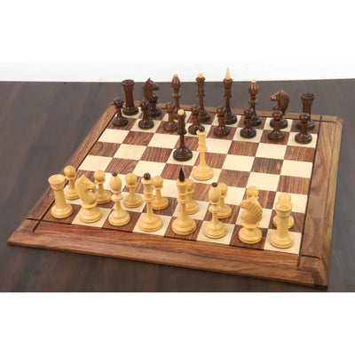 4.8" Averbakh Soviet Russian Chess Set - Chess Pieces Only - Double Weighted Golden Rosewood & Boxwood