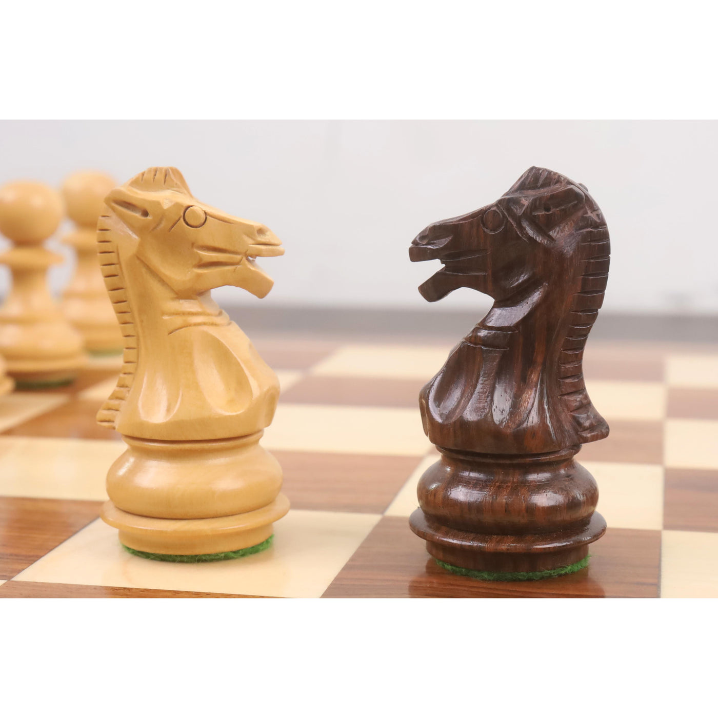 Slightly Imperfect 3.2" Laughing Knight Staunton Chess Set- Chess Pieces Only - Weighted Golden Rosewood