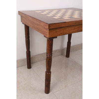 24" Chessmaster's Series Chess Board Table with Drawers - 27" Height- Golden Rosewood & Maple Wood