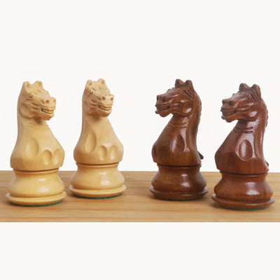 4" Fierce Knight Staunton Chess Set - Chess Pieces Only - Golden Rosewood & Boxwood