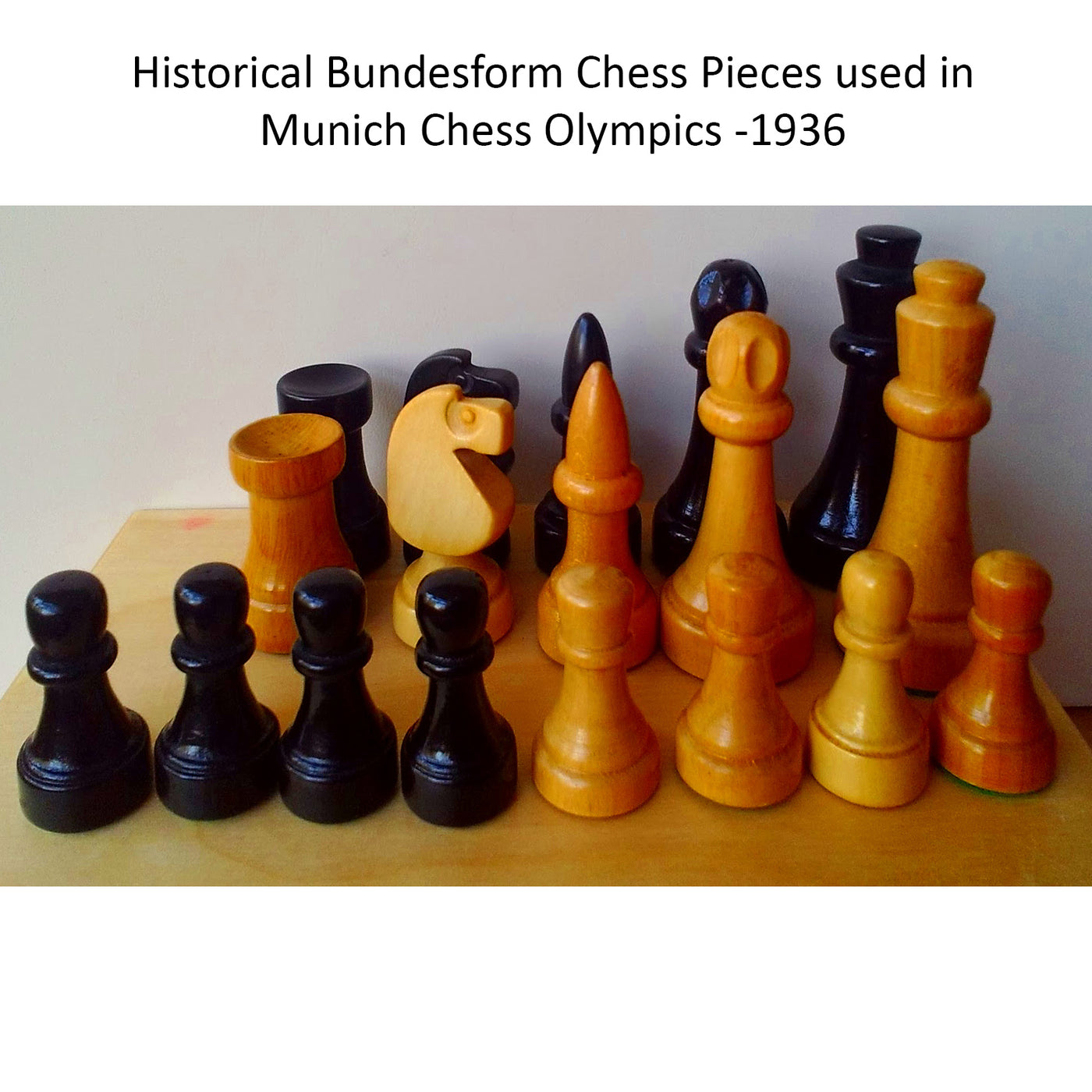 Bundesform German Staunton Alternative Chess Set - Chess Pieces Only- Ebonised Boxwood - 3.8"