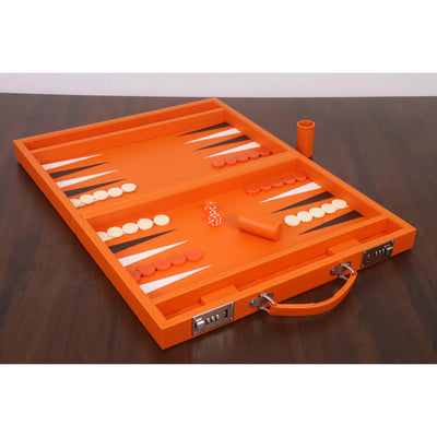 18" Premier Leatherette Backgammon Set – Briefcase Style Travel Set