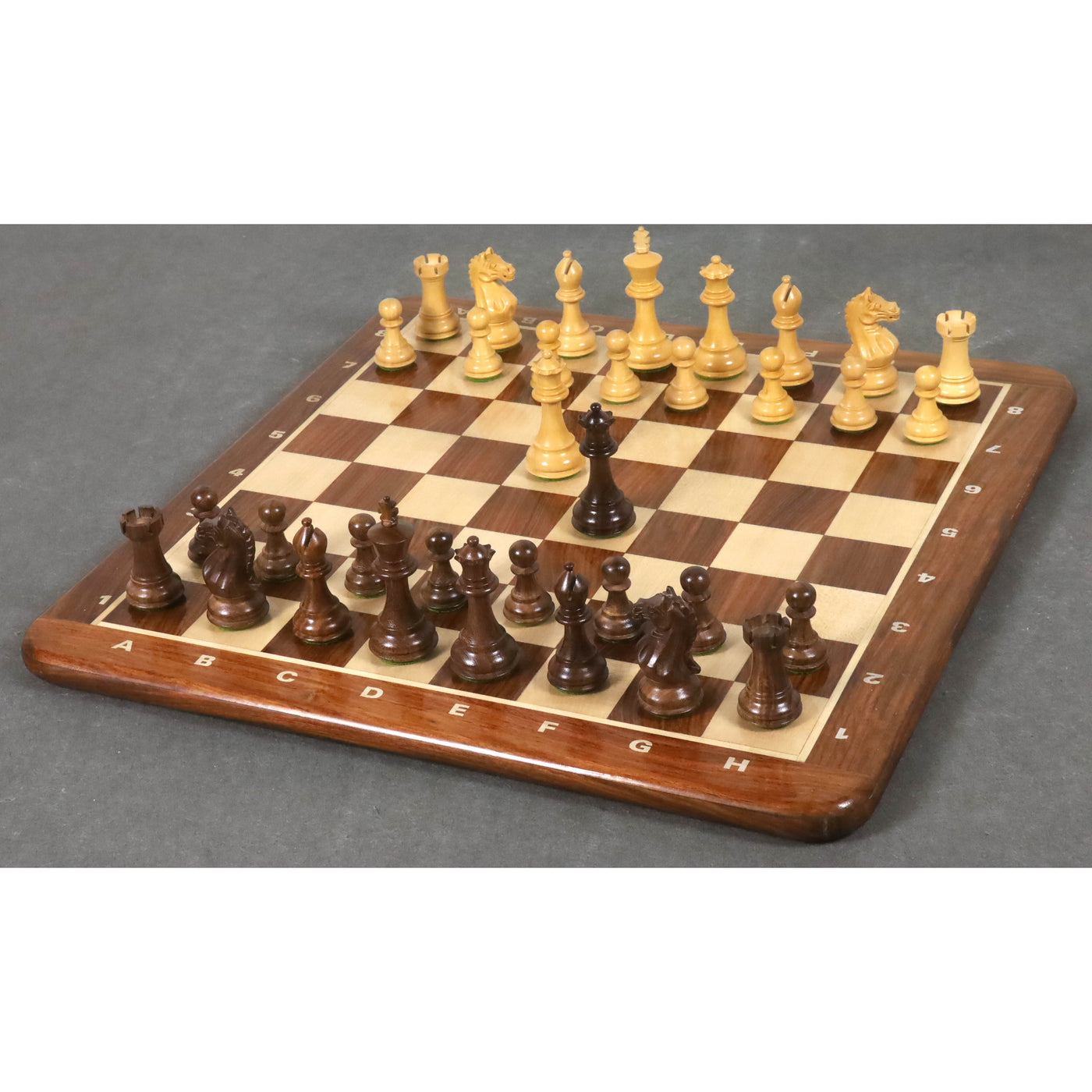 3.75" Queens Gambit Staunton Chess Set - Chess Pieces Only - Weighted Golden Rosewood