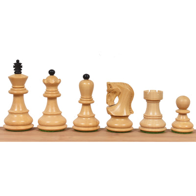 Combo of 2.6″ Russian Zagreb Chess Set - Pieces in Ebonised Boxwood with Board and Box