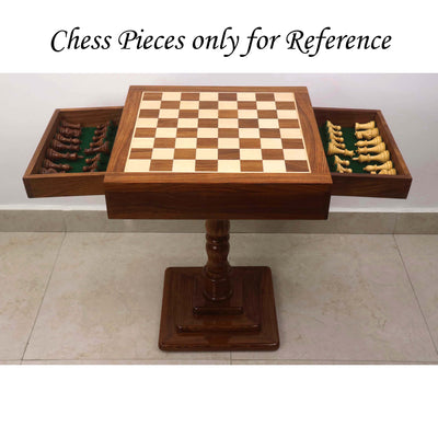 20" Monarch Series Chess Board Table with Drawers - 25" Height- Golden Rosewood & Maple