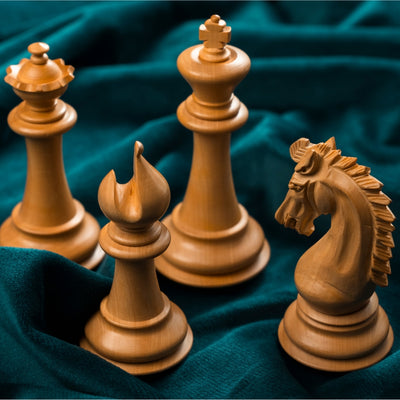 Luxury 21" Rosewood & Maple Chessboard with 3.7" Emperor Series Staunton Pieces in Rosewood