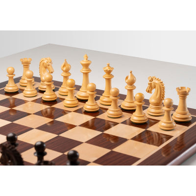 Luxury 21" Rosewood & Maple Chessboard with 3.7" Emperor Series Staunton Pieces in Rosewood