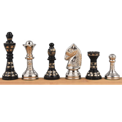 Staunton Inspired Brass Metal Luxury Chess Pieces & Board Set - 12" - Unique Art