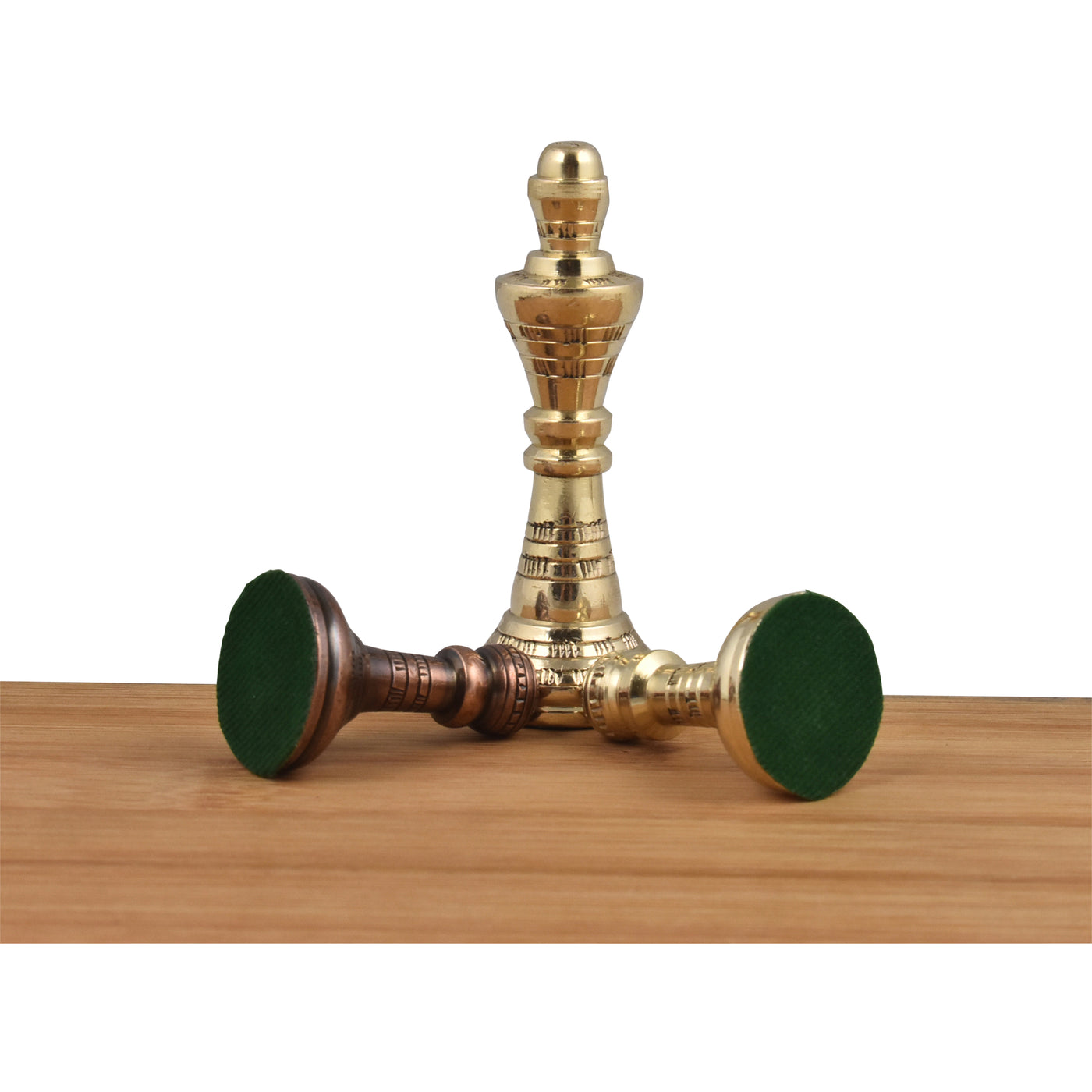 Staunton Inspired Brass Metal Luxury Chess Pieces & Board Set - 12" -Copper & Gold- Unique Art