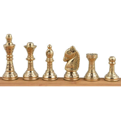 Staunton Inspired Brass Metal Luxury Chess Pieces & Board Set - 12" -Copper & Gold- Unique Art