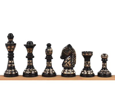 Staunton Inspired Brass Metal Luxury Chess Pieces & Board Set-12"-Silver & Black