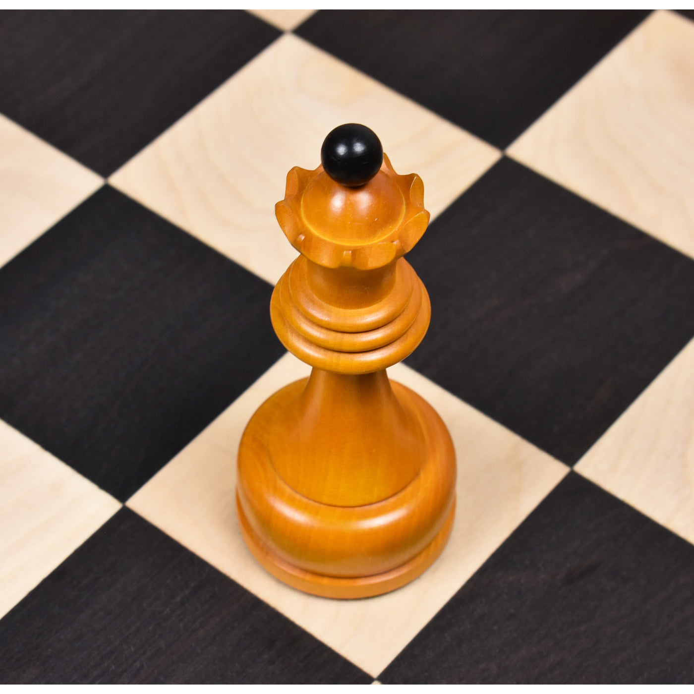 Combo of 1960's Soviet Championship Tal Chess Set - Pieces in Antiqued Boxwood with 21" Chess Board with Storage Box