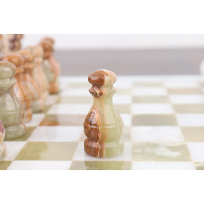 Onyx Marble & Stone Chess Pieces & Board Combo Set - 12" - Handcrafted Chess Set