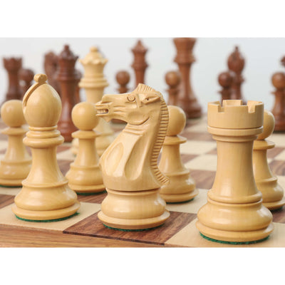Combo of 4.1" Pro Staunton Weighted Wooden Chess Pieces in Golden Rosewood with 21" Board & Wooden Storage Box