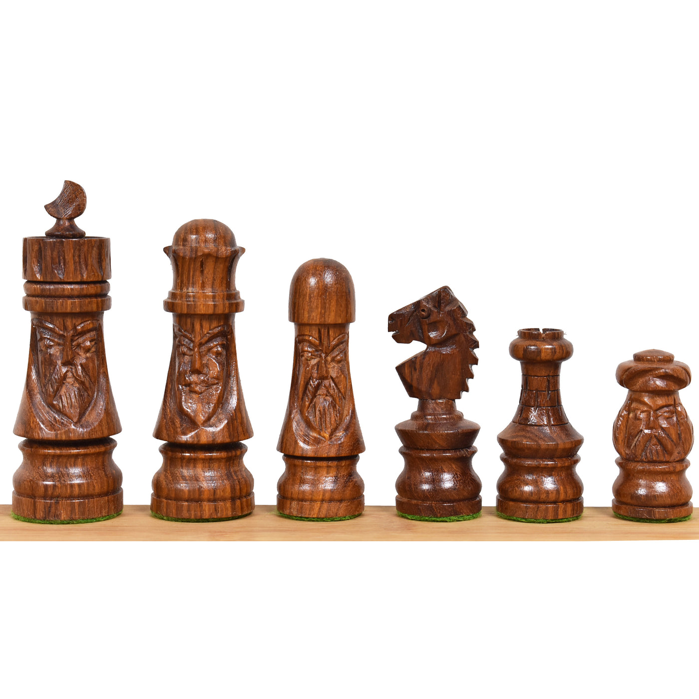 Slightly Imperfect 3.5" Crescent Mannequin Hand Carved Chess Set- Chess Pieces Only - Golden Rosewood