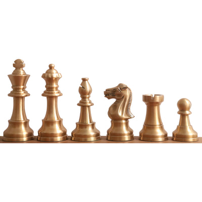 3.2" Pro Staunton Brass Metal Luxury Chess Set - Chess Pieces Only- Antiqued Copper