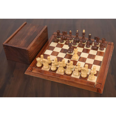 3.1" Russian Zagreb Chess Set - Chess Pieces Only - Weighted Golden Rosewood