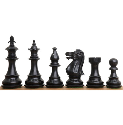 3.7" British Staunton Weighted Chess Set - Chess Pieces Only-  Ebonised Boxwood