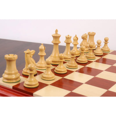 Combo of 1849 Jacques Cook Staunton Chess Pieces - Bud Rosewood with 21" Board and Storage Box