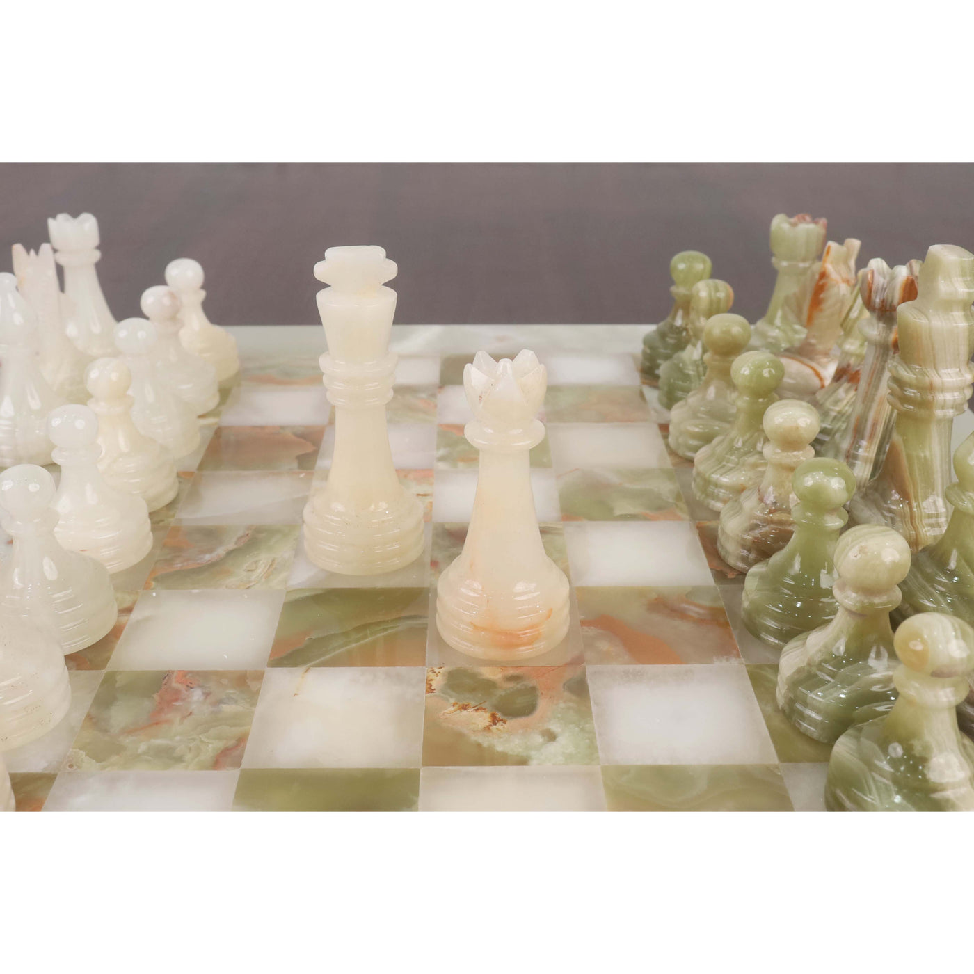 Onyx Marble & Stone Chess Pieces & Board Combo Set - 15" - Handcrafted Chess Set