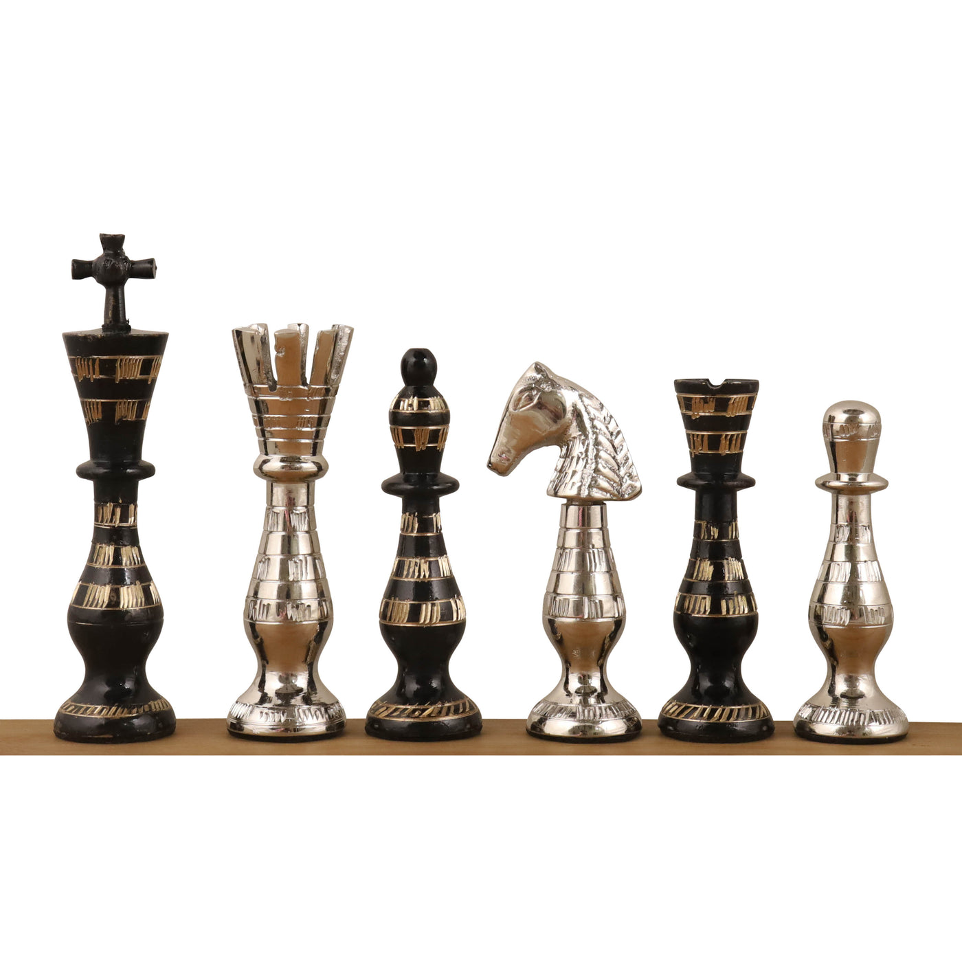 Sovereign Series Brass Metal Luxury Chess Pieces & Board Set- 14" - Unique Art