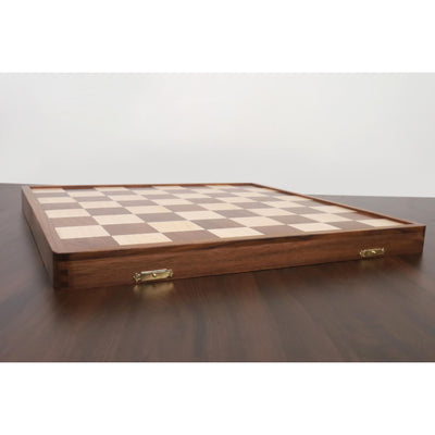 1950's Dubrovnik Chess Board Folding Style in Golden Rosewood & Maple Wood with Internal Storage - 57 mm square