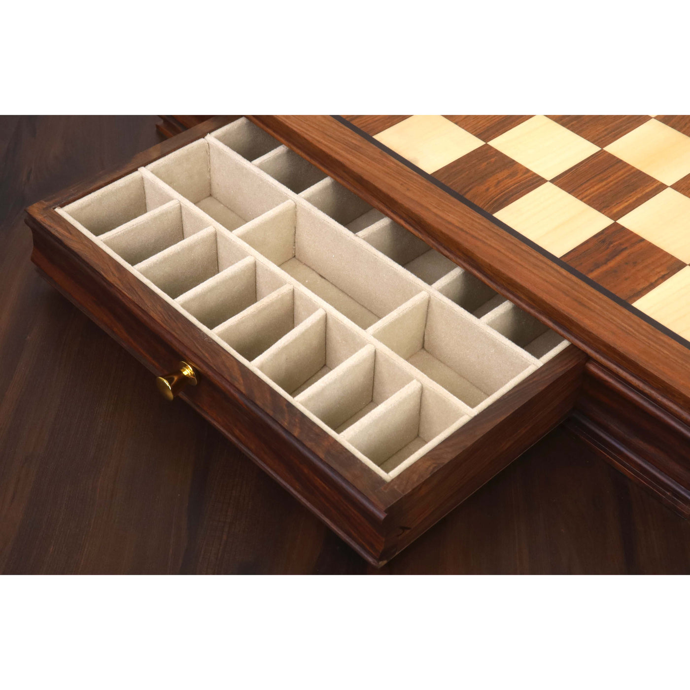 Combo of 20” Legacy Golden Rosewood Chess Board with 4” Professional Staunton Pieces (Gloss Finish)
