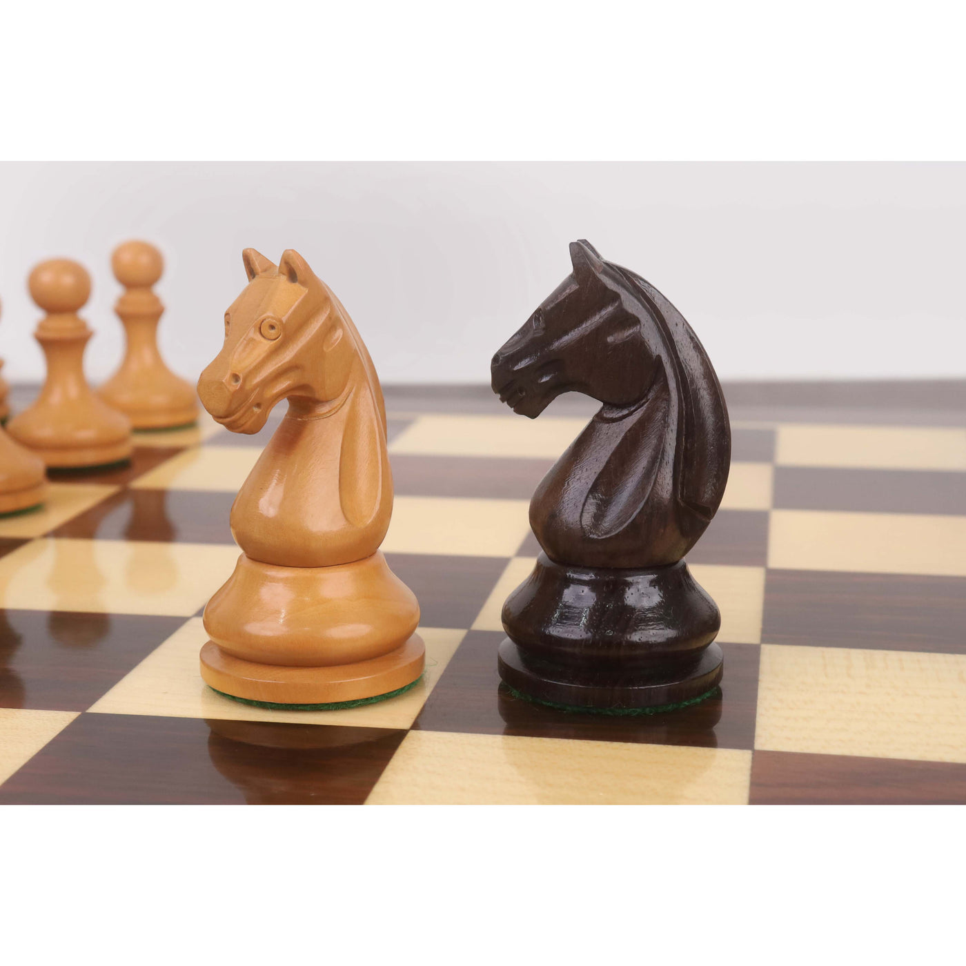 3.8" Candidates Series Minimalist Chess Set- Chess Pieces Only- Rosewood & Antiqued Boxwood