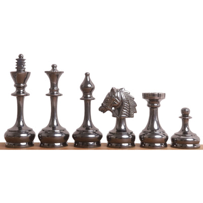 3.7" Splendor Series Brass Metal Luxury Chess Set - Pieces Only- Gold & Metallic Grey