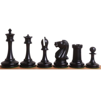 19th century B & Co Reproduced Luxury Chess Set- Chess Pieces Only- Ebony Wood & Boxwood– 4.2″ King