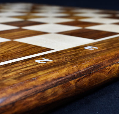 17" Inlaid Wood Chess board -Golden Rosewood & Maple - Algebraic Notations