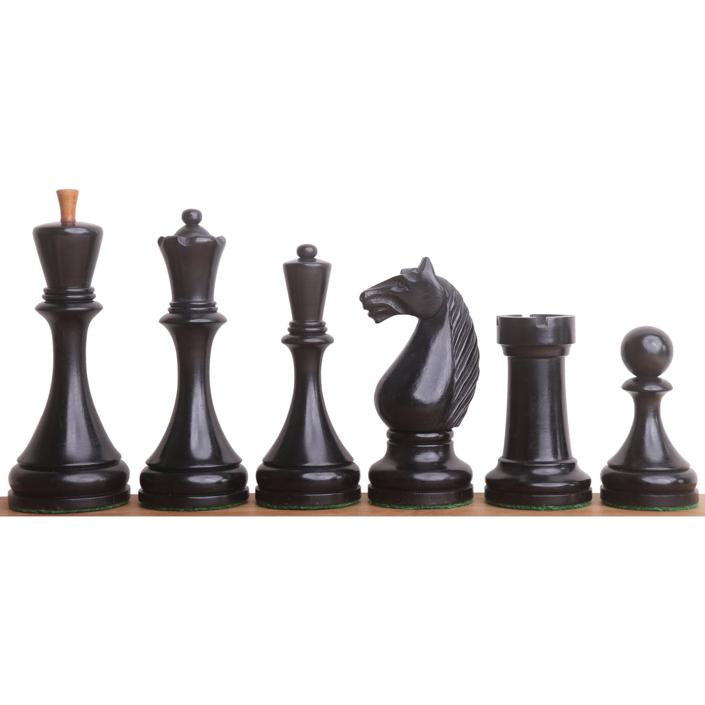 1935 Botvinnik Flohr-II Soviet Chess Pieces Only Set -Distress Antiqued Boxwood & Ebonised Boxwood- 4.4" King