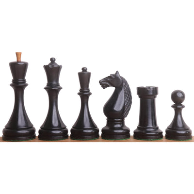1935 Botvinnik Flohr-II Soviet Chess Pieces Only Set -Distress Antiqued Boxwood & Ebonised Boxwood- 4.4" King