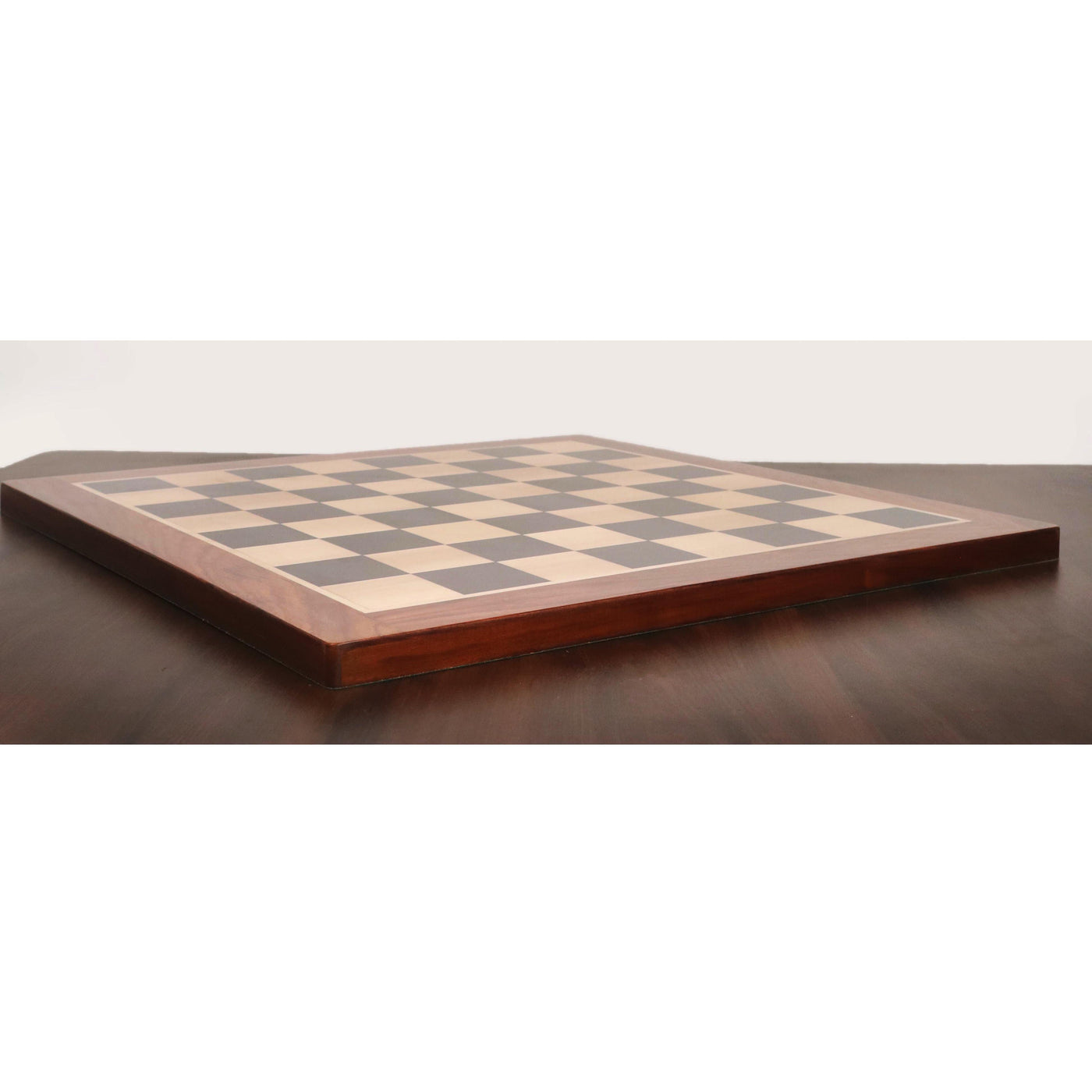 21" Large Ebony & Maple Wood Chessboard 55 mm Square - Golden Rosewood borders