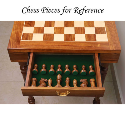 23" Tournament Chess Board Table with Drawers - 27" Height - Golden Rosewood & Maple