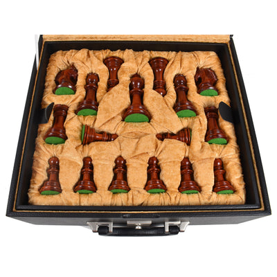 Combo of Luxury Augustus Staunton Chess Set - Pieces in Bud Rosewood with Chessboard and Storage Box