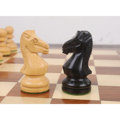 Slightly Imperfect 3.3" Taj Mahal Staunton Chess Set- Chess Pieces Only - Ebonised Boxwood & Boxwood