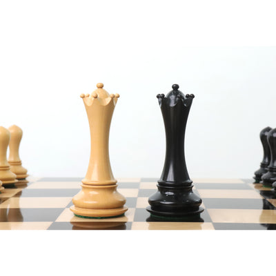 Combo of 4.6" Avant Garde Triple Weighted Luxury Staunton Ebony Wood Chess Pieces with 23" Printed Chessboard and Storage Box