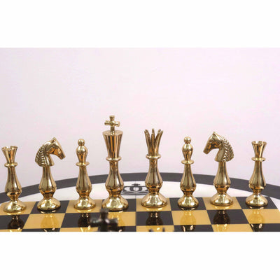 17" Minimalist Brass Metal Luxury Chess Pieces, Board and Table Set - 21" Height